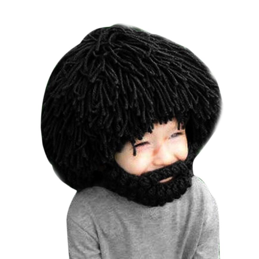 BomHCS Wig Beard Hat Hobo Mad Scientist Rasta Caveman Handmade Winter Knit Warm unisex Cap Funny Party Mask Beanies Kid