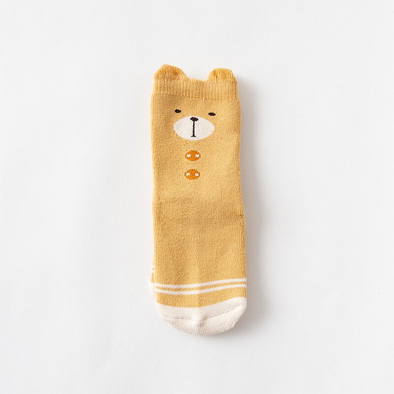 Frühling Herbst Winter Baby Socken Jungen Mädchen Kleinkind Kleinkind Baumwolle Socken Anti Rutsch Niedlichen Karikatur Ebene Nicht-Unterhose Boden tragen 0-2Y: khaki Bär / 13-24M