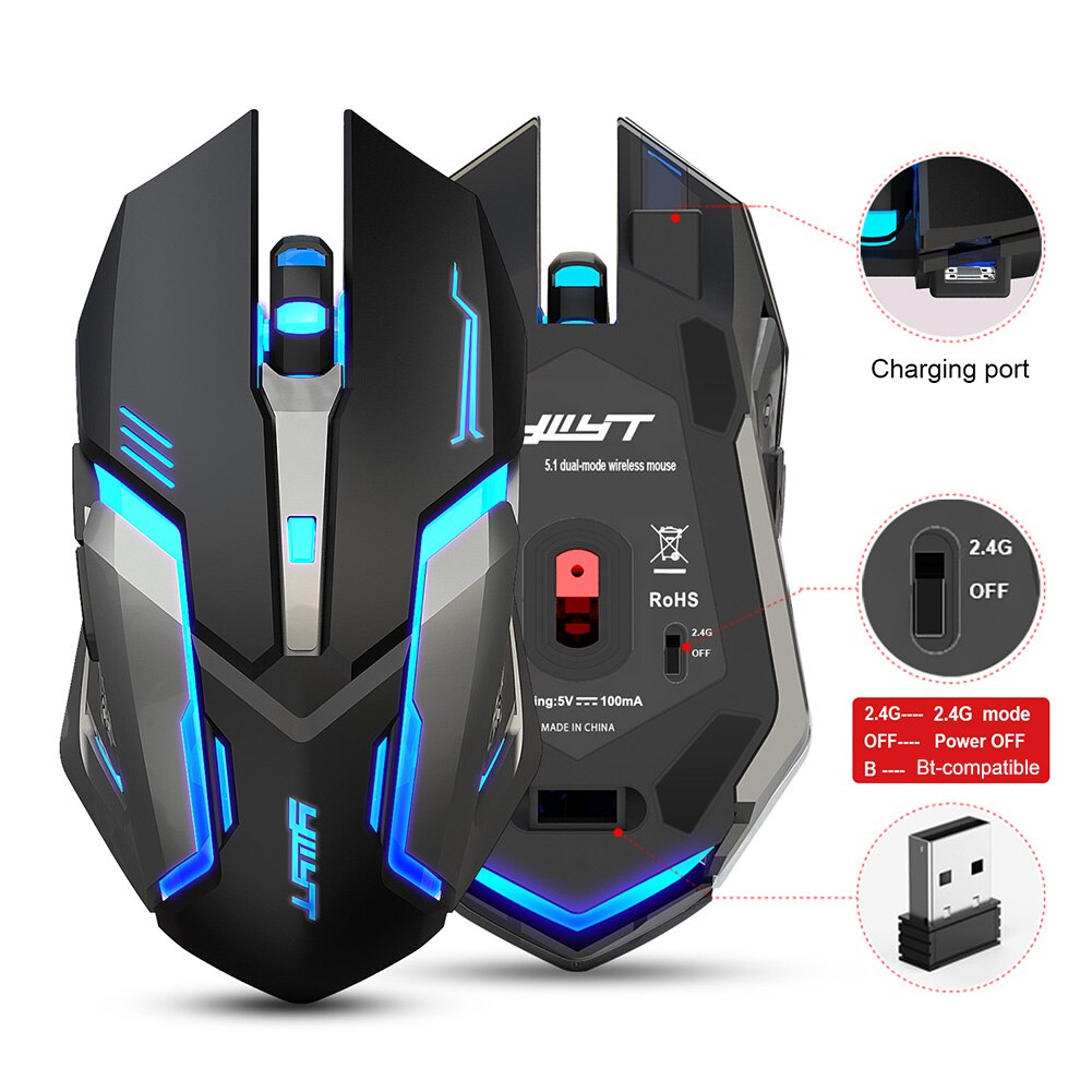 Wireless Mouse RGB Rechargeable Mice Gamer Wireless Computer Silent Mause LED Backlit Ergonomic Gaming Mouse For Laptop PC