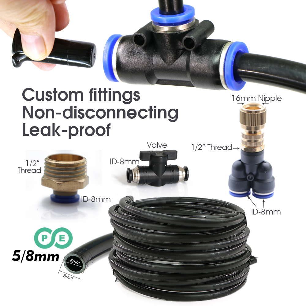 Outdoors Garden Adjustable Brass Nozzle Atomizer Kit 5/8mm Hose Nebulization Humidification Cooling Watering System Lawn Spray