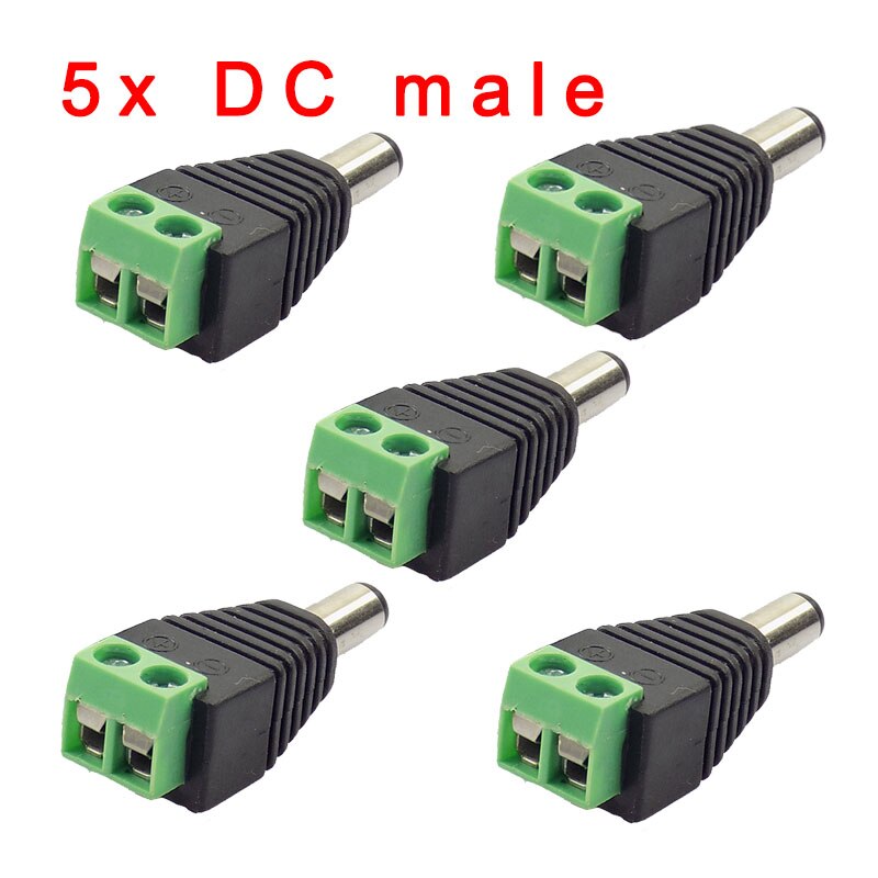 12V DC Male Female Plug 5.5 x 2.1mm DC Power Cable Accessories Connector Adapter Jack To Connection CCTV Camera LED Strip Light: 5x DC male