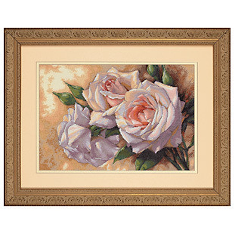 Gold Collection Mooie Telpatroon Witte Rozen Rose Bloemen Bloem dim 35247