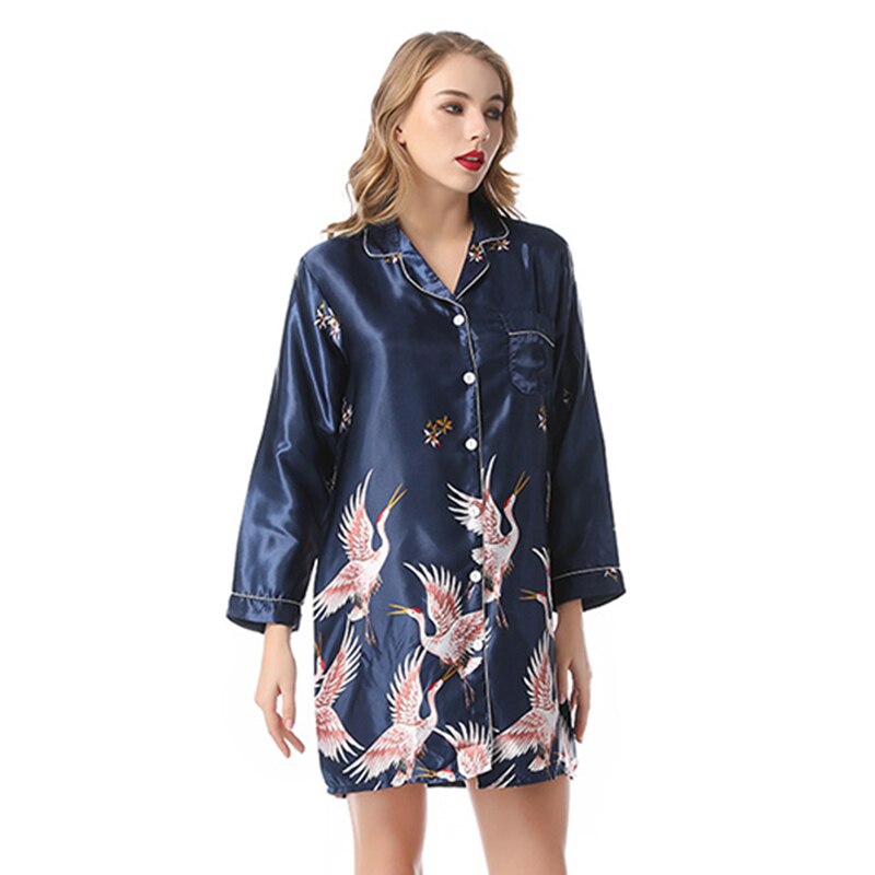 Senert Women's Nightgown Sleep Shirt - V-Neck Button Down Pajama Dress (Short/Long Sleeve, S-XXL)