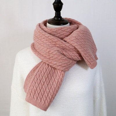 Julypalette Solid Twist Sjaal Vrouwen Herfst Winter Kasjmier Warme Gebreide Sjaals Lange Vrouwelijke Sjaals Pashmina Sjaal 10 Kleuren: Pink