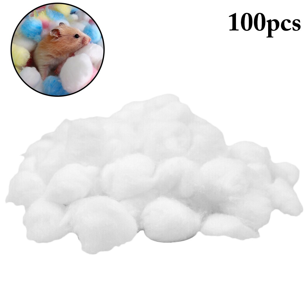 50PCS/100PCS Hamster Cotton Balls Winter Warm Hamster Nesting Material Colorful Cute Mini Balls Small Pet Cage Accessories: 100PCS white