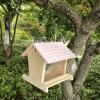Wooden Bird Feeder Courtyard Villa Balcony Hanging Rainproof Bird Feeder Birds Food Supplie Container Appliance House Type Feed: E