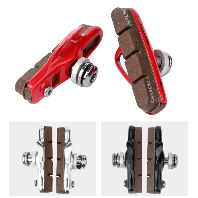 Baradine Road Bicycle Carbon Rim Braking Blocks Linear Pull Friction Wheel Brake Pads Detachable Cork Inserts Light Weight