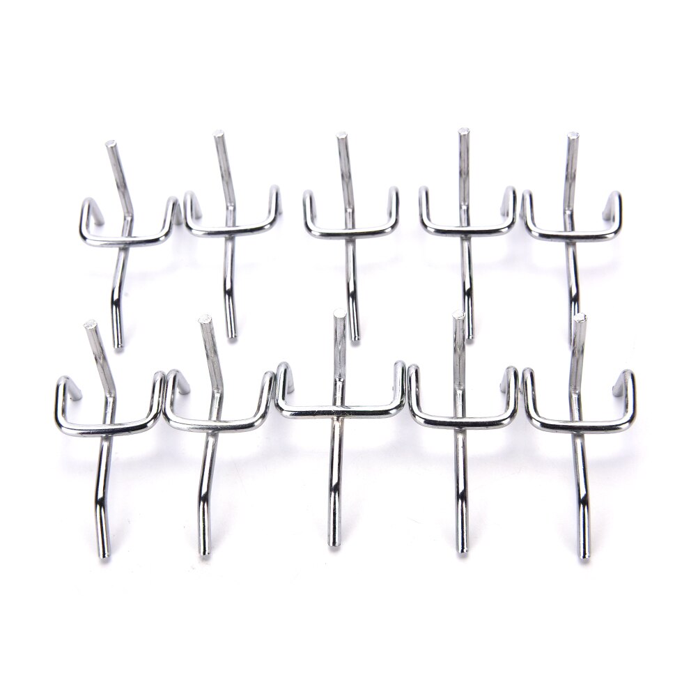 10 Pcs Grid Wall Mesh Display Hooks Storage Racks Retail Shop Peg Goods Shelf Metal Panel Hang Fits Perforated Workshop Hook Arm