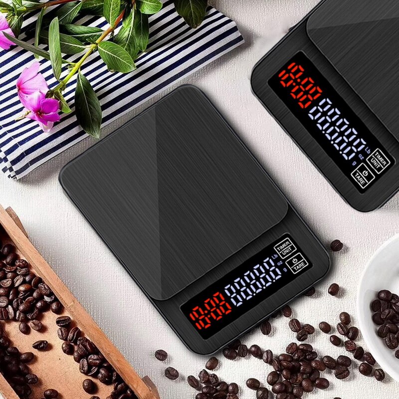 Balanza de cocina electrónica de precisión, balanza Digital LCD para café con temporizador, balanza de peso, balanza doméstica, herramientas de pesaje de alimentos