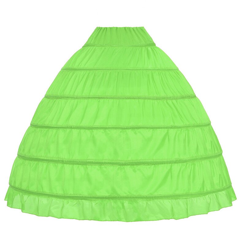 Lace Edge 6 Hoop Petticoat Underskirt For Ball Gown Wedding Dress 110cm Diameter Underwear Crinoline Wedding Accessories: green