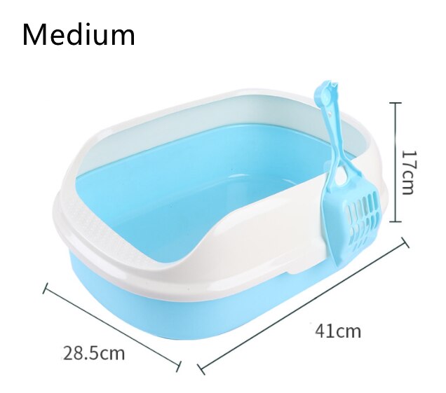 Caja de arena para perros y gatos, inodoro antisalpicaduras de peluche con pala, caja de arena para cachorros, Arenero de Interior para el hogar: Medium  Blue
