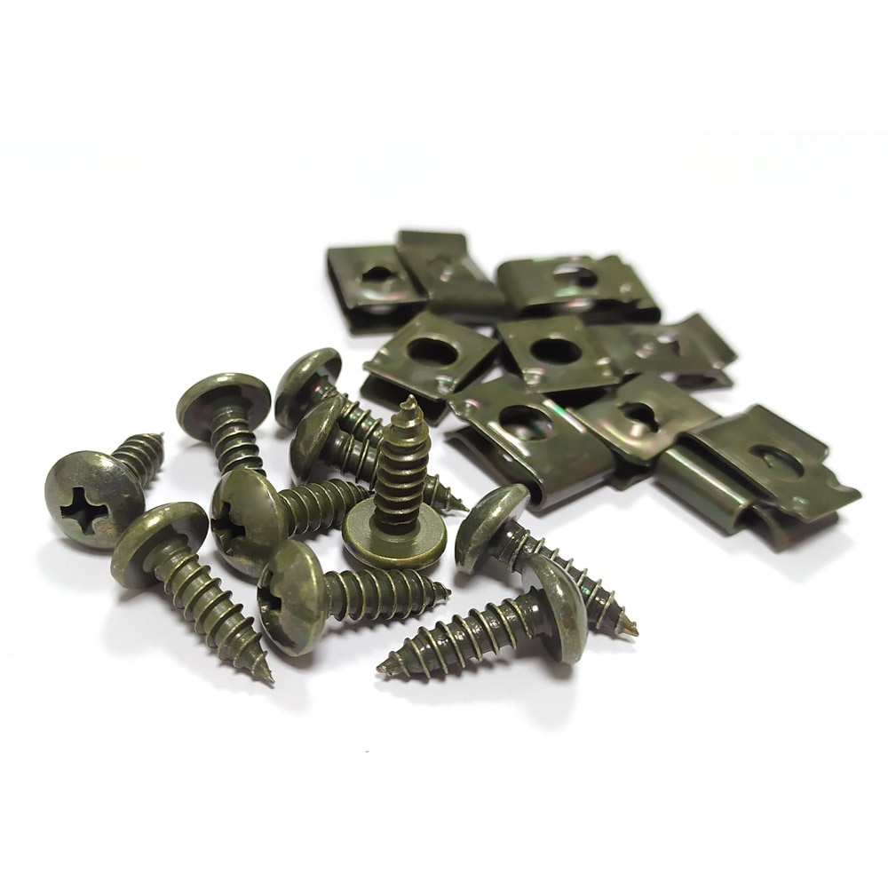 10Pcs Auto Motorfiets Scooter Atv Bromfiets E-Bike Plastic Cover Metal Retainer U-Type Clips Self-tikken Schroeven M4 M5
