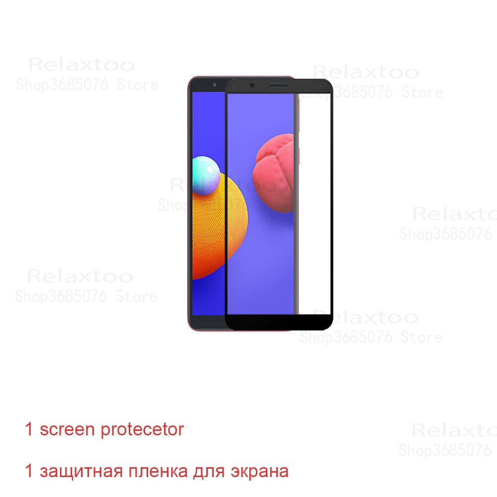 3in1 Transparent TPU Silicone Case For Samsung a01 m01 core Tempered Glass Galaxy 01 core 01core Camera Protection Film cover: For Galaxy A01 core / glass