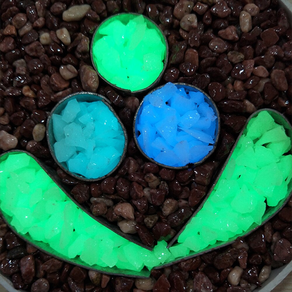 Pierres lumineuses fluorescentes, gravier brille dans la nuit, décoration de cour, pavage de jardin, pelouse en pot, ornement d&#39;aquarium