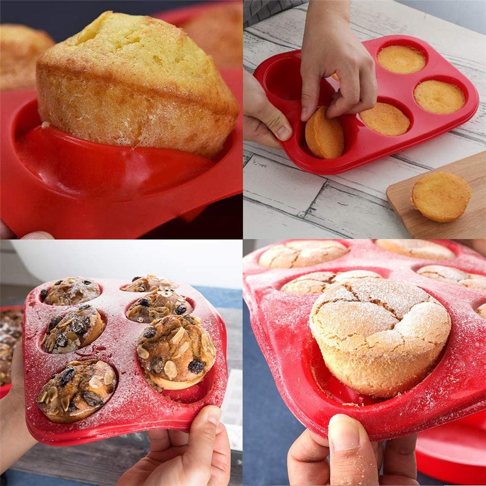 6 Holte Siliconen Cakevorm Muffin Cup Cake Bakvormen Fondant Cupcake Muffin Mold Cookies Muffin Bakplaat Bakken Tools