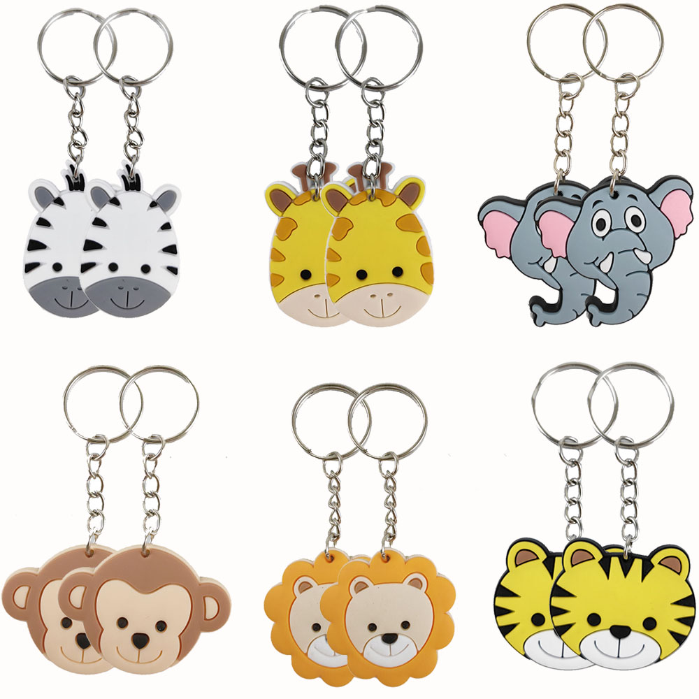 12 stk. jungeldyr nøkkelring løve ape nøkkelring dyreliv tema bursdagsfest dekorasjon jungel safari gaver: Dyp safir