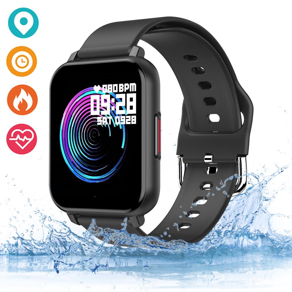 neue T82 Clever Uhr 1,55 Zoll voll berühren Bildschirm Sport Fitness Smartwatch Männer Frauen Herz Bewertung Blutdruck Uhr: Schwarz