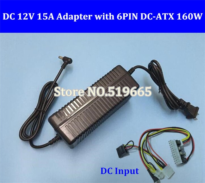 12 V 160 W 24Pin ATX Switch pcio PSU Car Auto Mini ITX met AC Converter Adapter DC 12 V 15A 180 W LED Voeding Lader LCD CCTV
