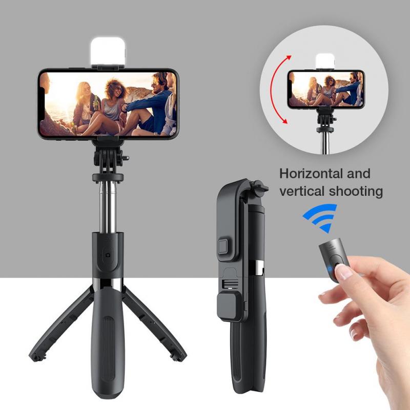 Selfie Stok Statief Selfie Stok Statief L02s Draadloze Bluetooth Selfstick Monopod Met Licht Invullen Selfie Sticks & Handheld Gimbl