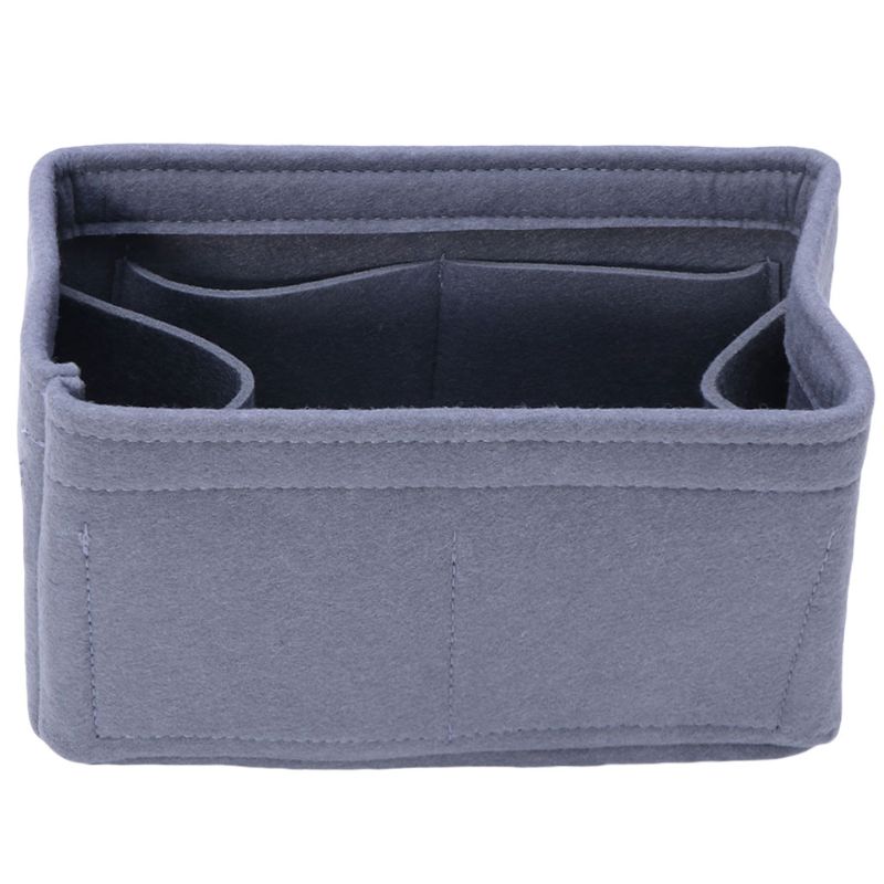 Bolsa de fieltro, bolsa de maquillaje, organizador, bolsa interior de viaje, bolsa de almacenamiento de bolsas cosméticas portátil LX9F: Gris / S