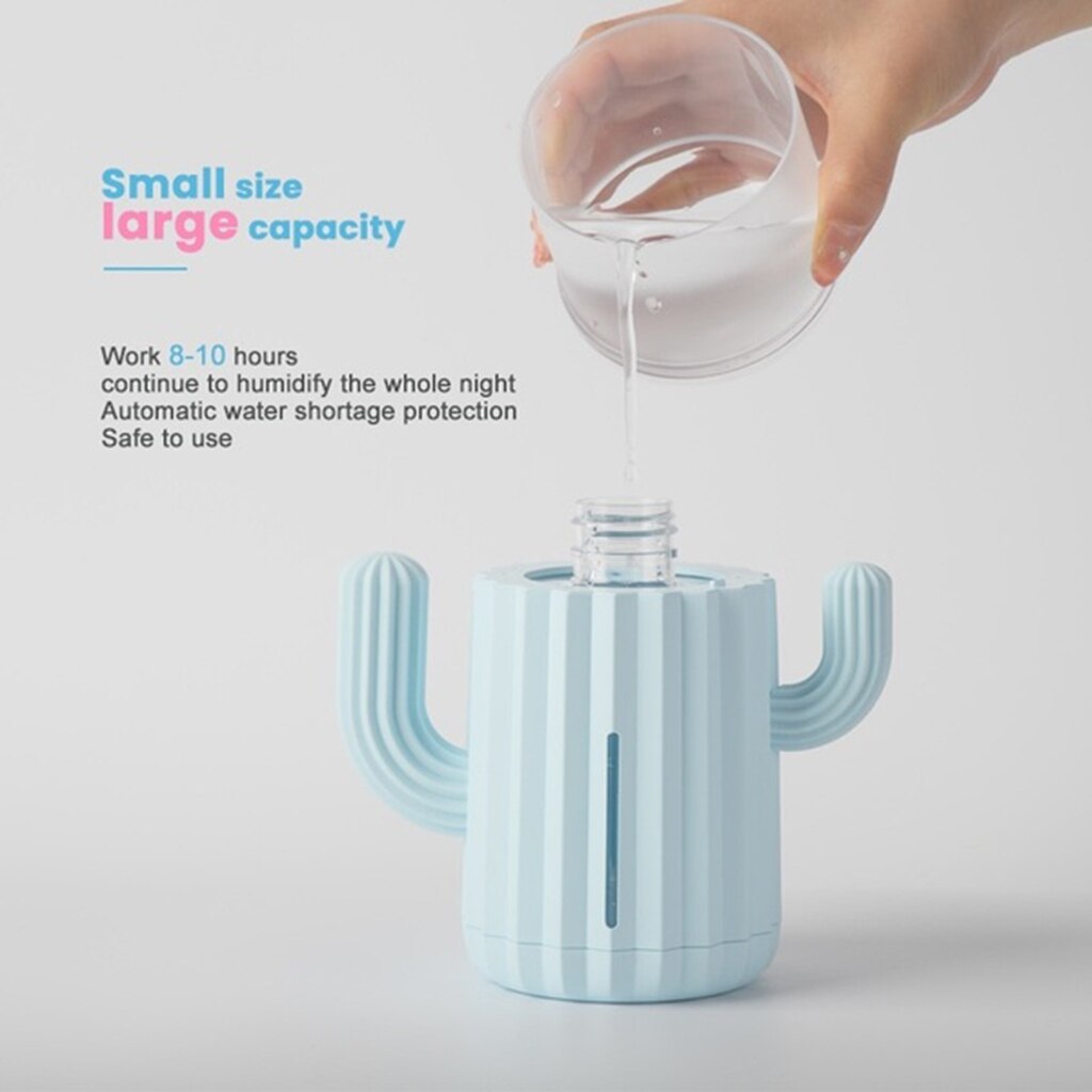Mini humidificateur d&#39;air Cactus mignon 340ML, diffuseur de brume de veilleuse