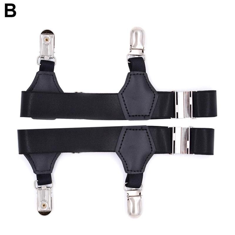 Adjustable Men Sock Single Duck-Mouth Garter Suspenders Braces Clip Belt Hold Up Non-slip Clips 2Pcs/Set: B