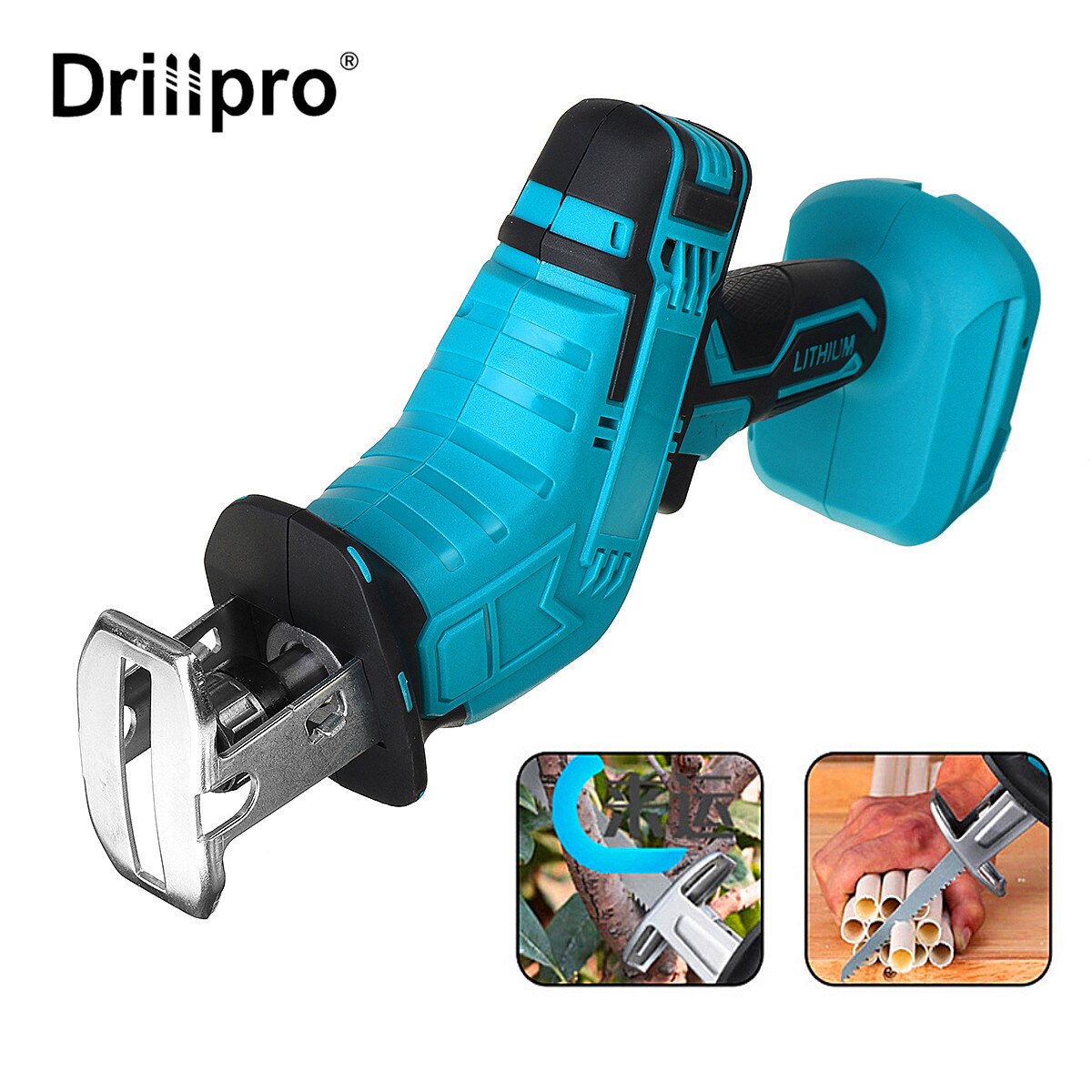 Drillpro 3000rpm Cordless Reciprocating Saw 18V Portable Electric Saw Metal Wood Cutting Machine for Makita 18V Battery