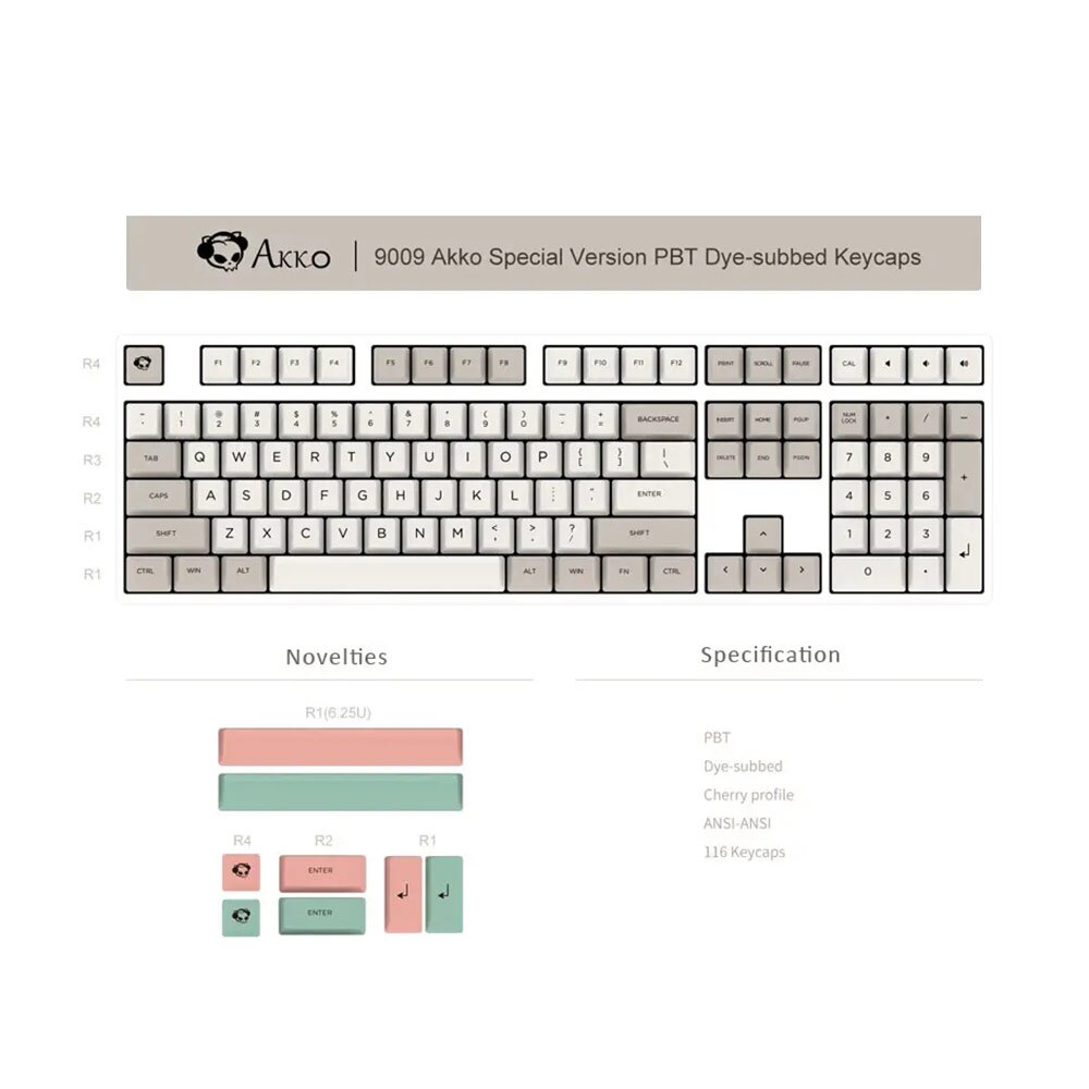 AKKO-9009 116 Keys Retro OEM Profile Thermal Sublimation PBT Keycaps Set