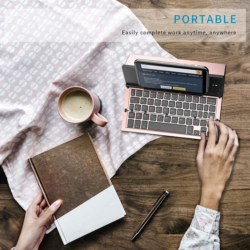 Piega tastiera Wireless portatile per tablet PC iPad IOS Android Windows tastiera pieghevole universale sottile con supporto per supporto