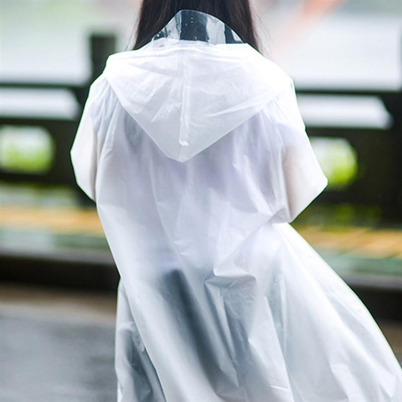 5 uds transparente reutilizable al aire libre impermeable Poncho impermeable EVA impermeable ropa impermeable con capucha y mangas para los adultos