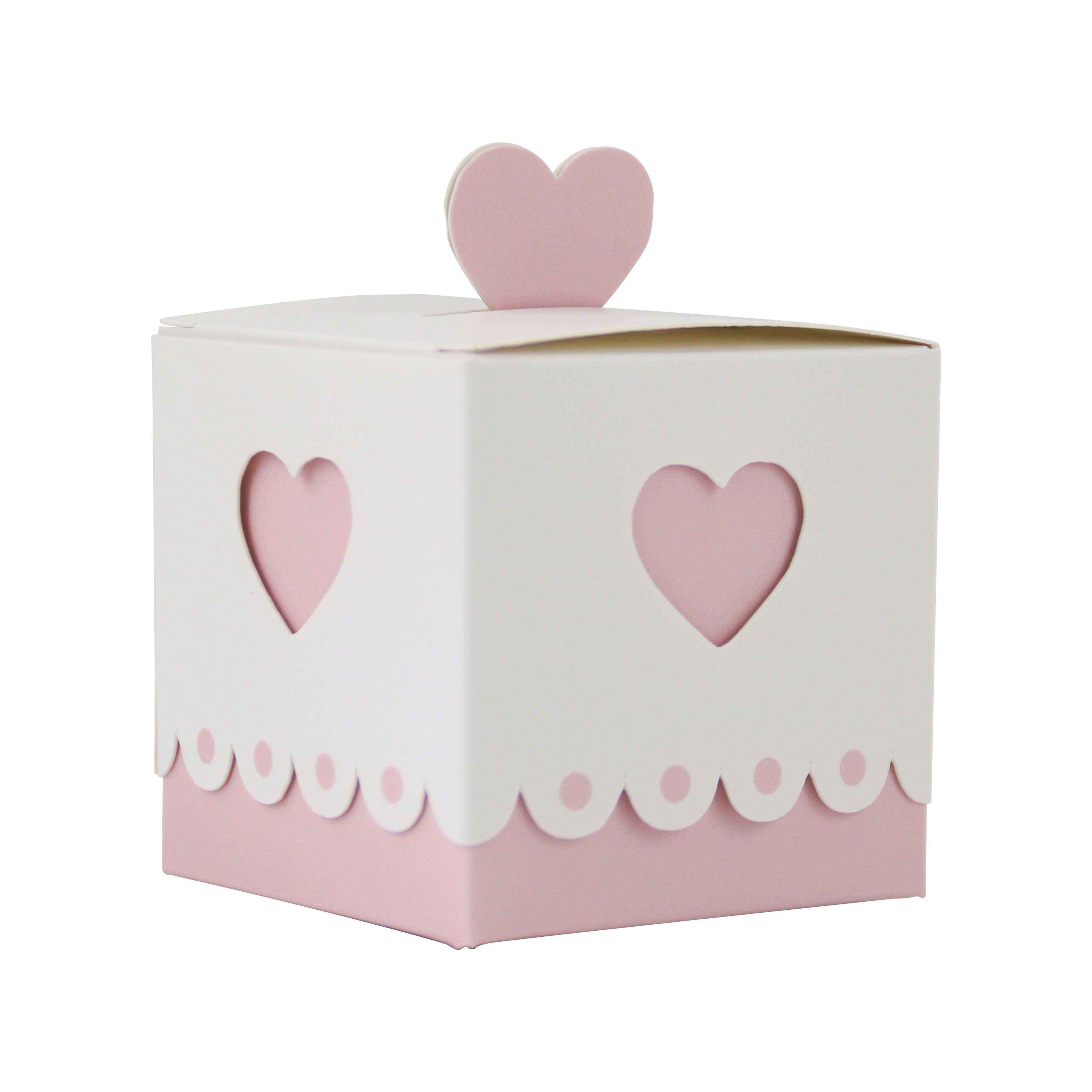 25pcs neue süße schöne Valentinstag Thema Herz kleine Papier box Party bevorzugen Süßigkeiten box behandeln Box: Rosa