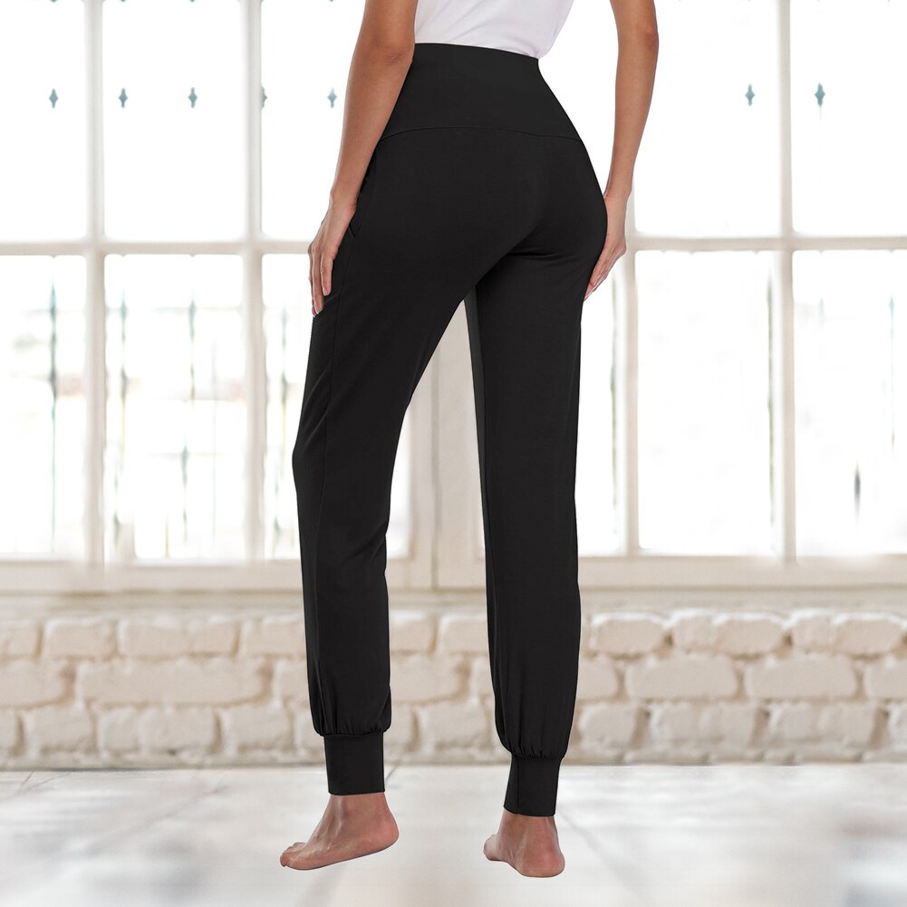 Pregnant Women Maternity Stretchy Pants with Pockets Female Cotton Solid Color High Waist Casual Comfortable Trousers