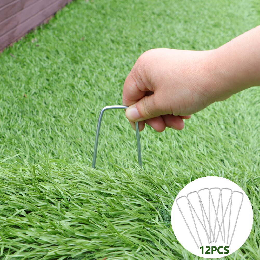 12pcs 6inch Lawn Nails Garden Nails Iron Garden Pile U-Shaped Fixing Nail Fixing Turf Tool for Fixing Fencing Anti-bird Mesh Net