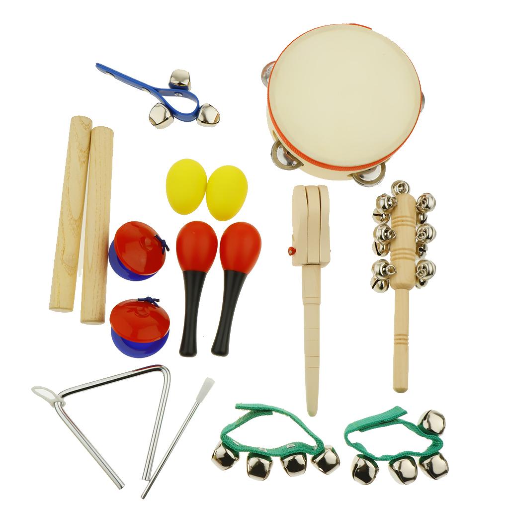 Set di strumenti musicali 10 tipi di giocattoli a percussione a tamburo