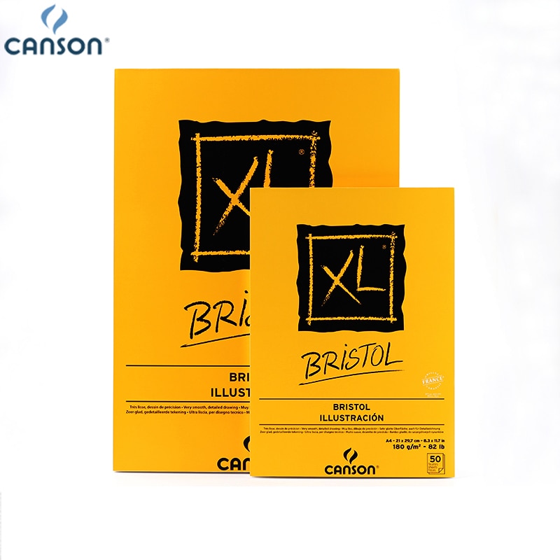 Canson-papel pesado Serie XL, 180 gsm para tinta, marcador o lápiz plegable sobre 8,3x11,7 pulgadas, blanco brillante, 50 hojas