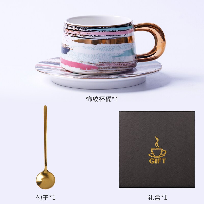 Taza De café Mate De cerámica nórdica De lujo, platillo , Tazas De café reutilizables, Tazas De café hechas a mano, EK50BD: A4