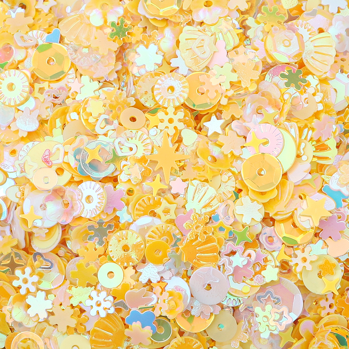 20 g/pak gemengde plastic kralenstukken, geleisteentjes, doe-het-zelf paillettenbenodigdheden: YELLOW
