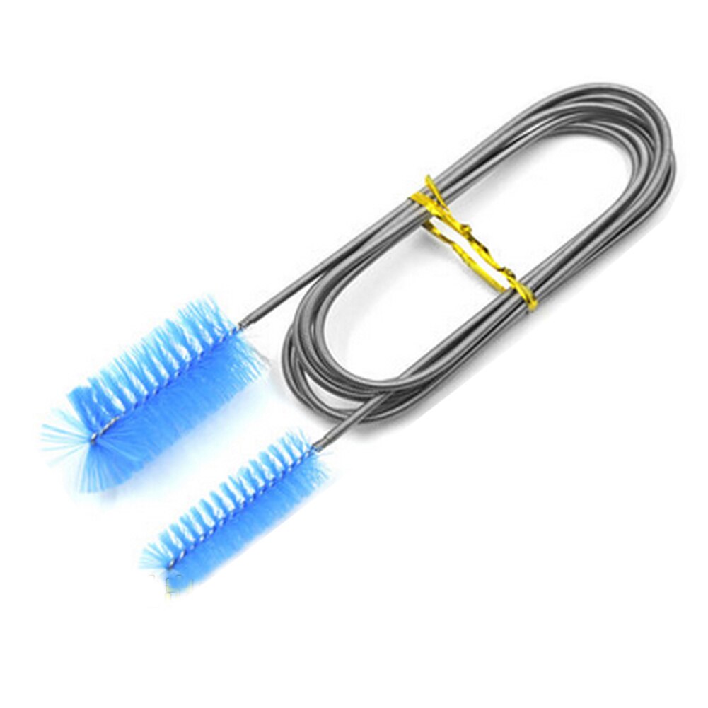 Cepillo de limpieza de tuberías de Acuario, tubo de aire Flexible, manguera de doble extremo, herramienta de limpieza de filtro de agua de tanque de peces, herramienta de lavado de nailon, 155cm: Azul