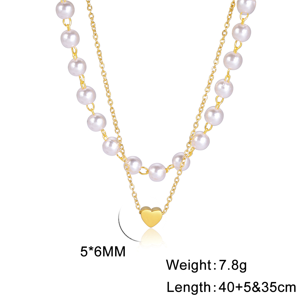 Skyrim Tiny Heart Choker Necklaces Stainless Steel Double Layered Beads Chain Necklace Women Aesthetic Jewelry Mother Day: Rust Red