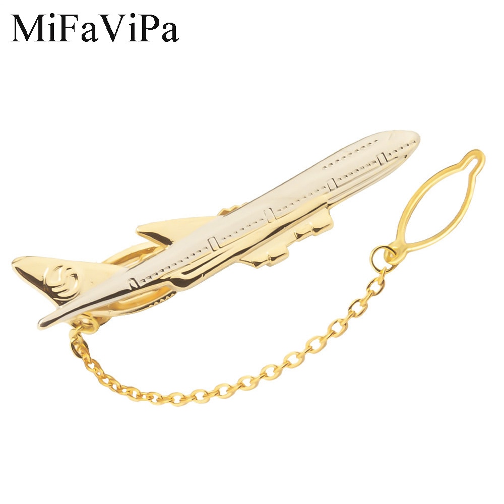 Clip de corbata Simple para hombre de MiFaViPa para piloto, chapado en oro, forma de avión, piloto de , Pin de corbata, Pin, de boda