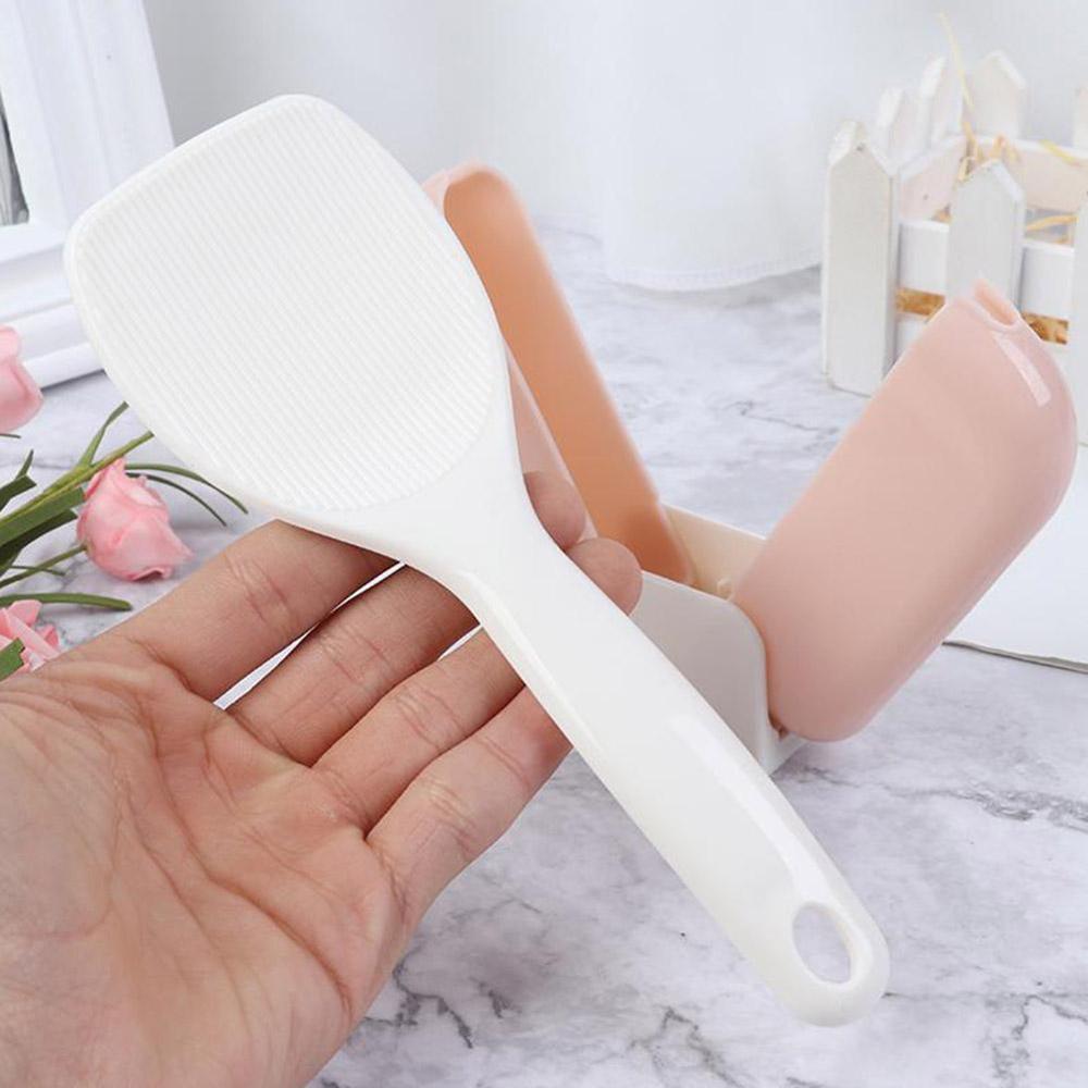 Juego de tapas de apertura y cierre automático de cuchara de arroz con soporte, cucharilla de arroz para colgar, bonita cocina, niñas, niños y niñas