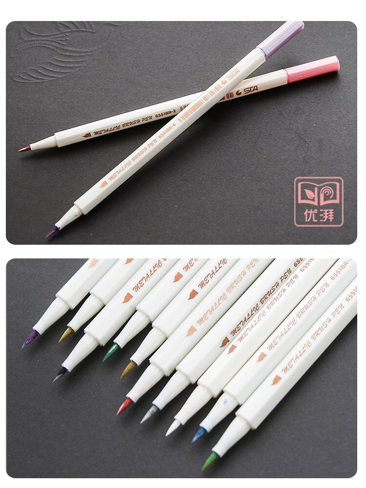 STA – stylo marqueur métallique doré à pointe fine, indélébile, peinture permanente colorée à base d'eau, marqueurs artistiques pour papier noir et verre