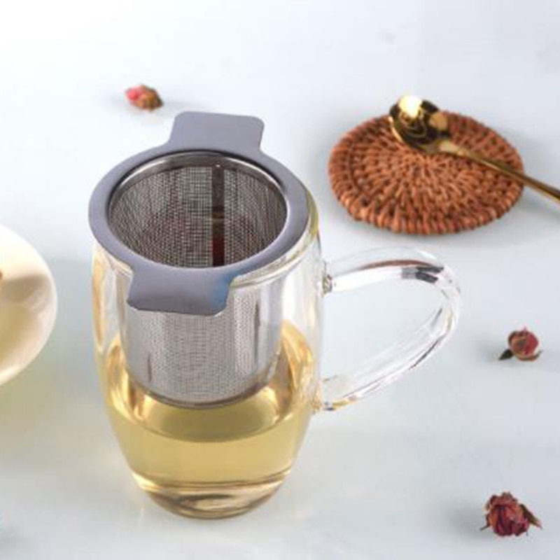 Kaffefilter te-si låg mesh rustfrit stål fint genanvendeligt med 2 håndtag