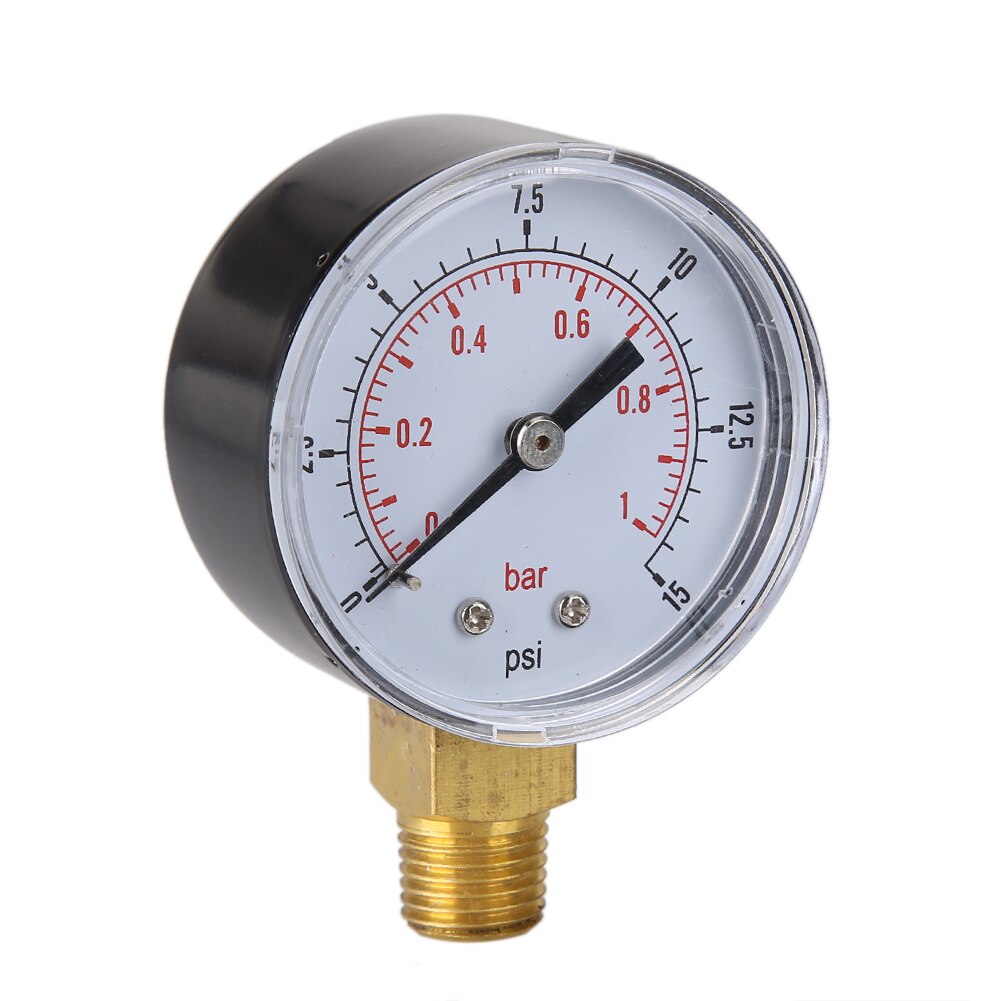 Low Pressure Gauge for Fuel Air Hydraulic 50mm 0/15 PSI 0/1 Bar 1/4 BSPT