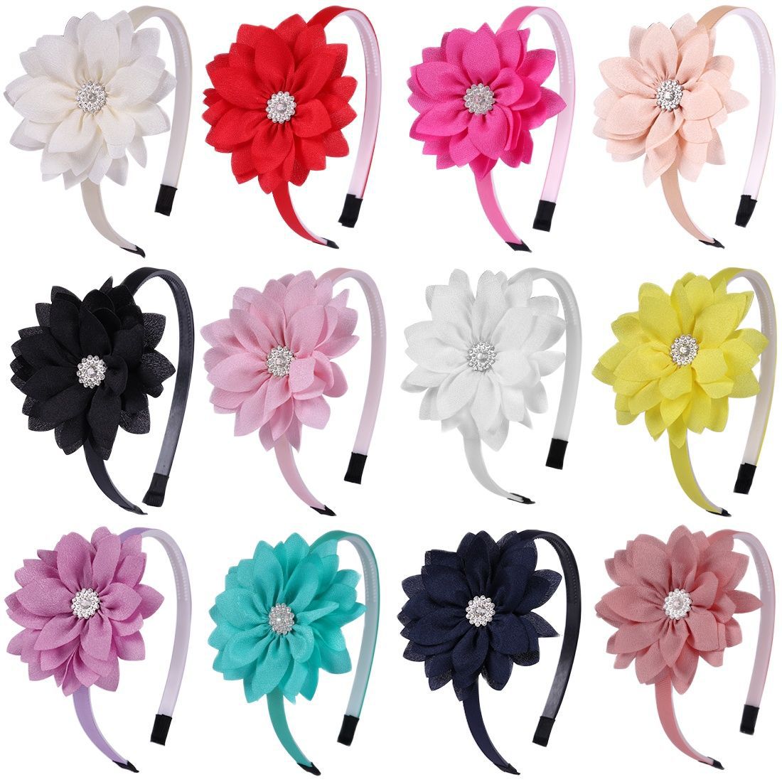 Ensfarvede blomsterhårbånd til søde piger prinsesse krystalblomst hårbånd hovedbeklædning børnehårtilbehør hårbånd