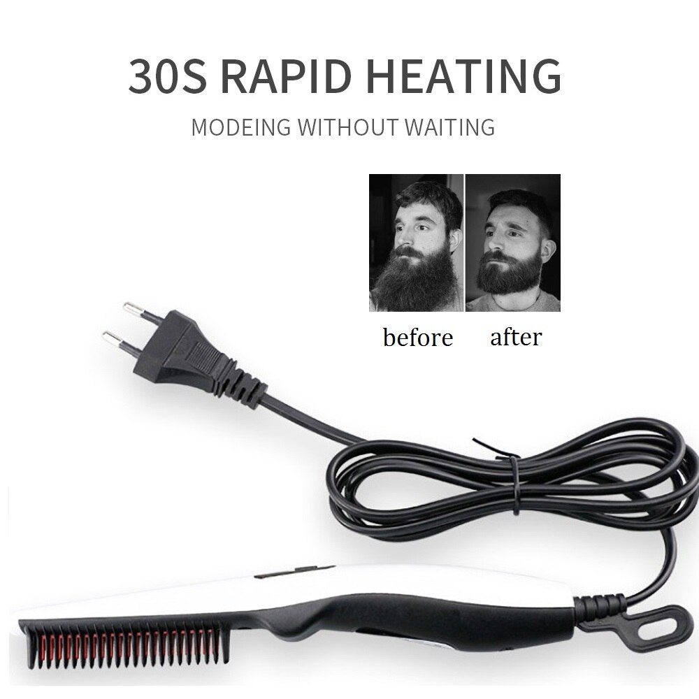 Electric Beard Straightener Comb 30s Quick Heated Brush Styler Travel Hair Styler Fast Warm-up Hair Straightener TW#3