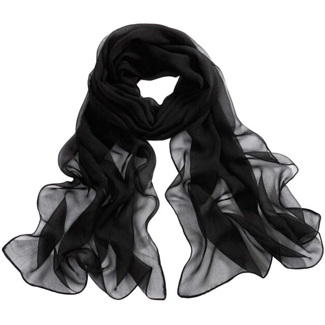 Women scarf Yellow Girls Women Long Soft Thin Wrap Lady Shawl Chiffon Scarf Beach Scarves#es: Black 