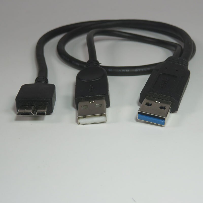 PCTONIC Micro-USB3.0 cable with extra additional USB power supply A type male micro-B for Mobile Hard disk HDD OTG Cable