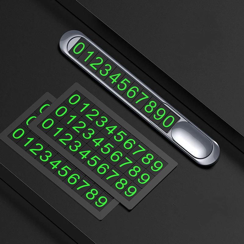 Hidden Car Styling Metal Alloy Texture Temporary Parking Card Auto Phone Plate Telephone Number Card Car Self-adhesive Sticker