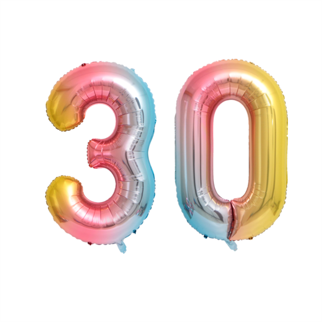 2pcs 32/40 inch Happy 30 Birthday Foil Balloons Red Pink Blue Silve Number 30th Years Old Party Decorations Anniversary Supplies: gradient / 40inch